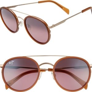 Maui Jim Even Keel Rose Gold Coconut Matte Brown Polarized Sunglasses